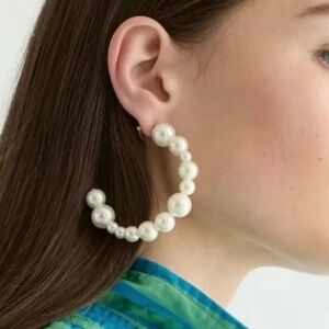 J. Crew Pearl Hoop Earrings